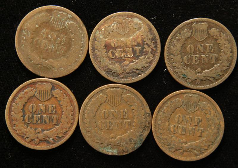 6 INDIAN HEAD CENTS 1881 1889 1897 1898 1901 1906