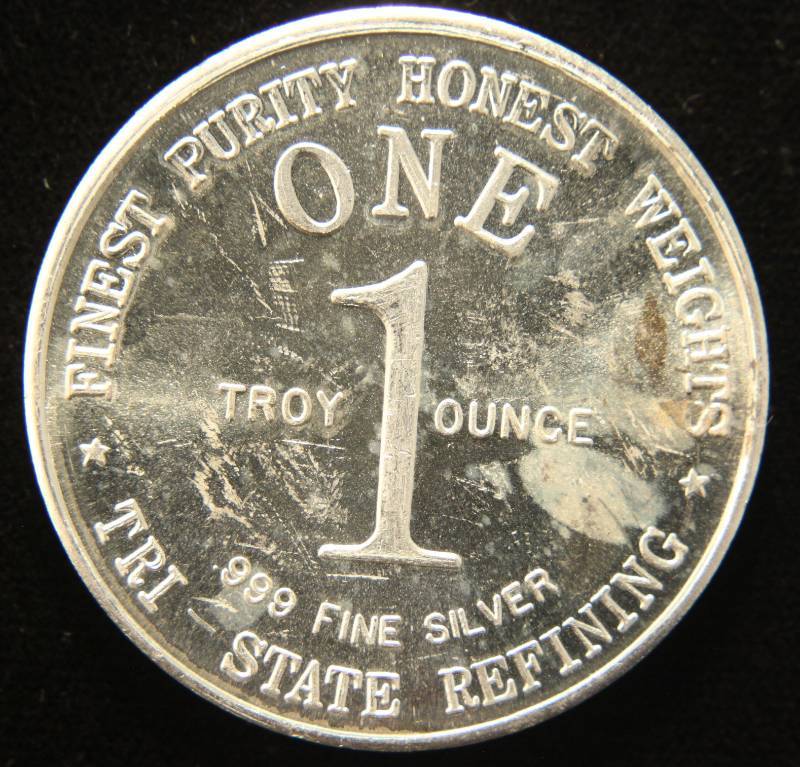 1 TROY OZ. .999 FINE SILVER 1976 TRI-STATE