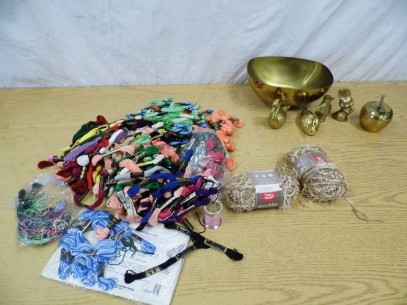 lot 26 image: Yarn - Needlepoint Thread - Brass Items