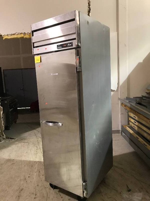 lot 10 image: Beverage Air, Mod #KF24-1AS, single door freezer, NSF-7, SN 6067254, caster mounted, 115 volts, 12.0 amps,Runs Freezes