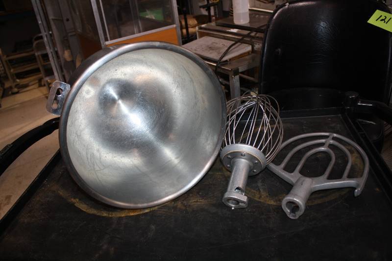 lot 95 image: 20 Quart Stainless Mixing Bowl with attachments