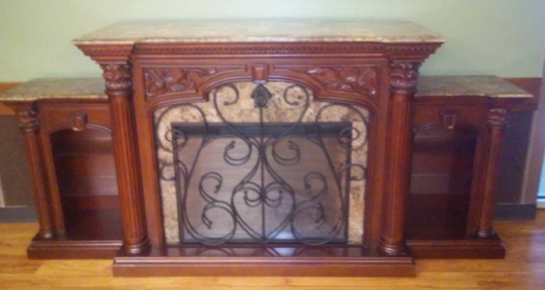 lot 101 image: Electric fireplace, wood and marble