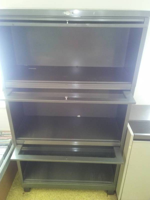 lot 225 image: 3 door Library - metal and glass.