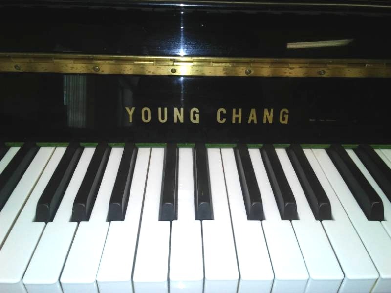 lot 230 image: Young Chang piano, black,