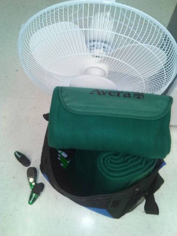 lot 347 image: New Avera blankets and magnets plus fan.