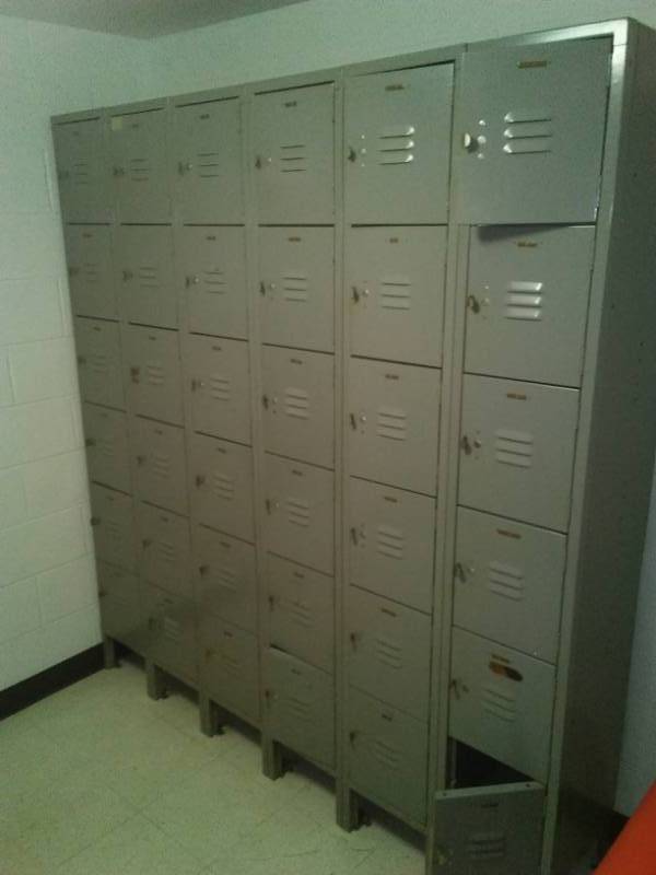 lot 165 image: Grey Metal Lockers, 36 Cubbies, Very Nice,