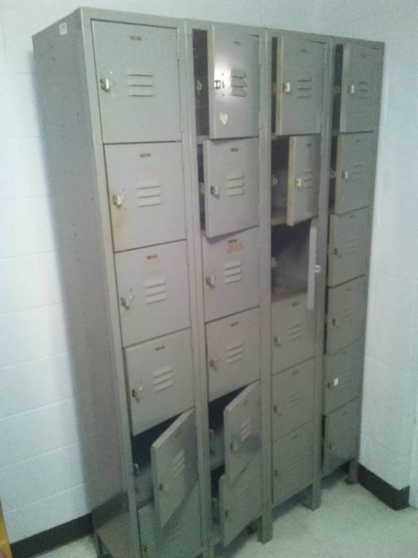 lot 166 image: Grey Metal Lockers, 24 Cubbies, Very Nice,