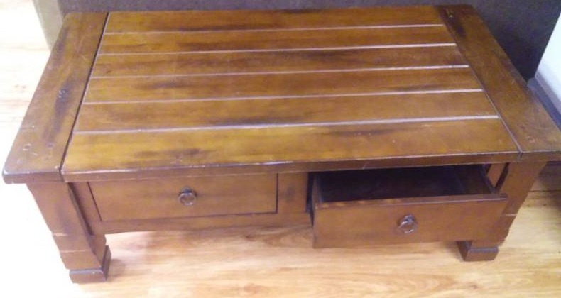 lot 217 image: Wood Bench with Drawers, 