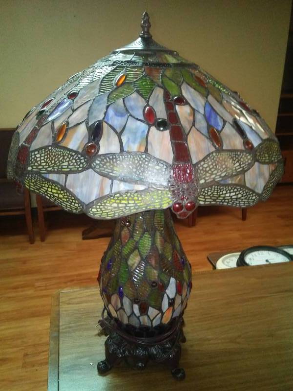 lot 479 image: Plastic Stained Glass Lamp.