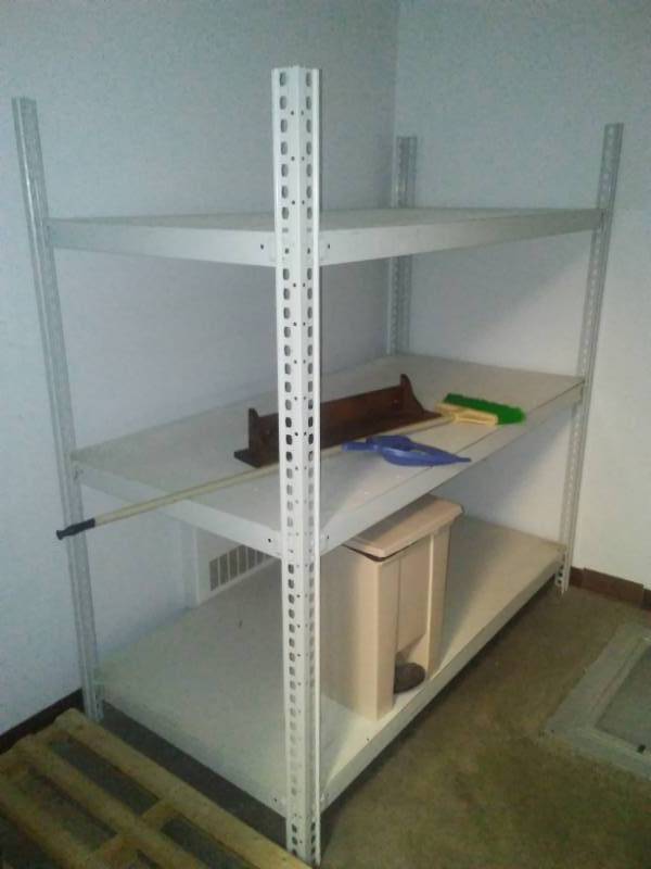 lot 496 image: 2 metal shelf racking and more.