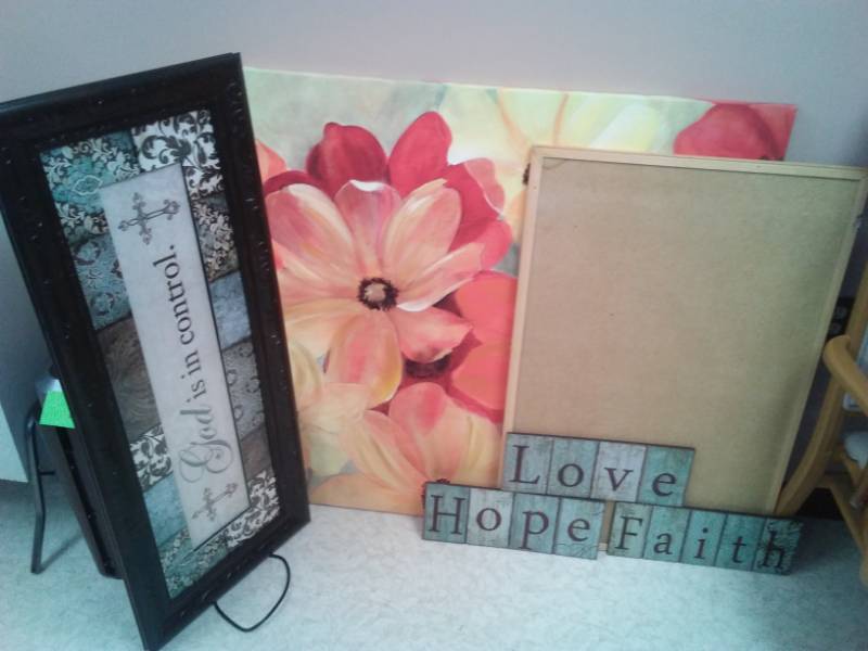 lot 823 image: Artwork  God is in control, faith, hope, love and more.
