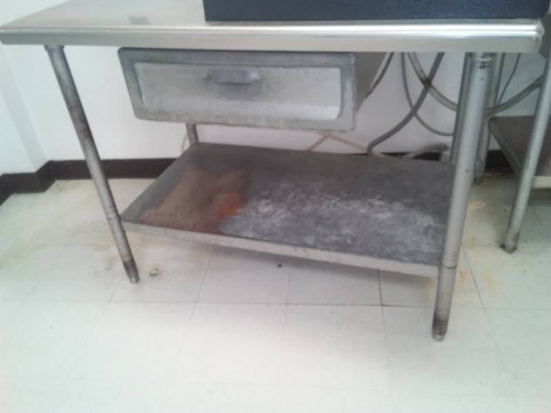 lot 843 image: Stainless Steel Kitchen Prep Table Top with Drawer.