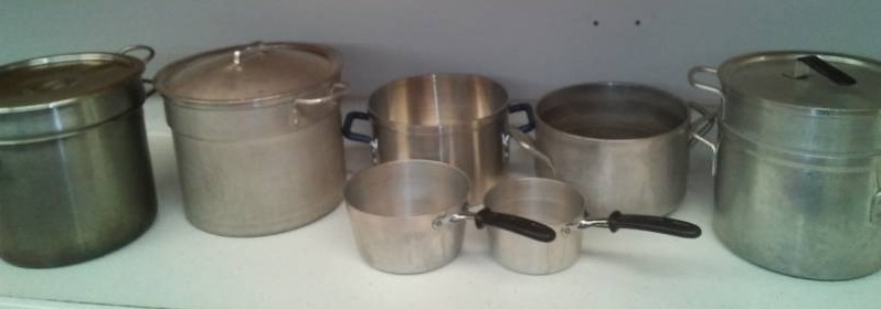 lot 858 image: 12 Pc. Of Stainless Steel and Cast Aluminum, double boilers, pans, stock and more