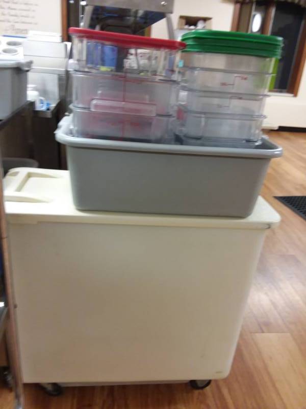 lot 636 image: Roller Cart Storage and Storage Containers.