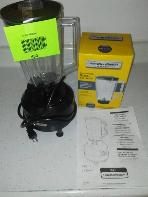 lot 650 image: Hamilton Beach Commercial Blender with spare Canister. 1 year old.