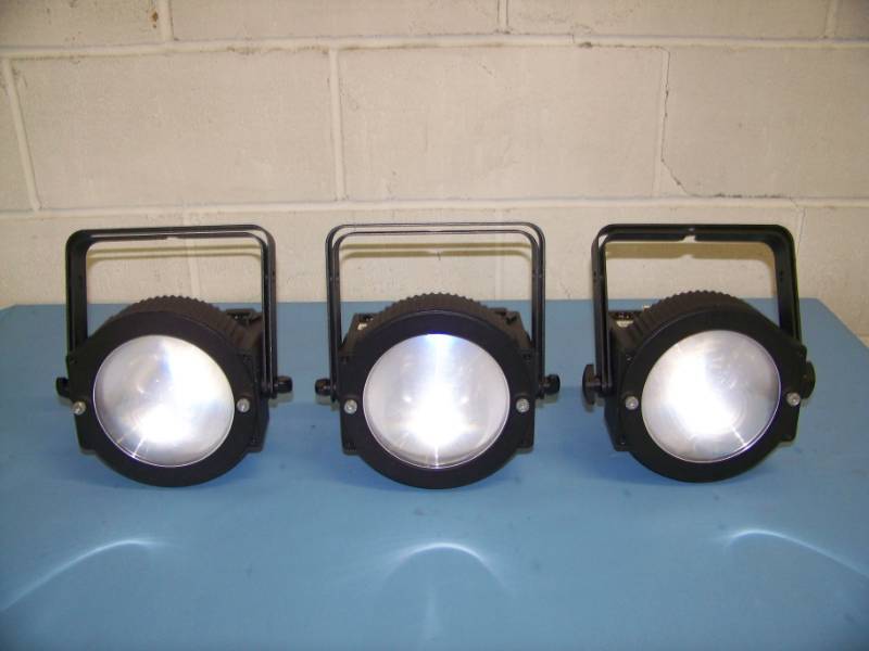 lot 20 image: (3) ADJ, High Output, Low Profile PAR RGB LED Wash Lights  Professional Lighting