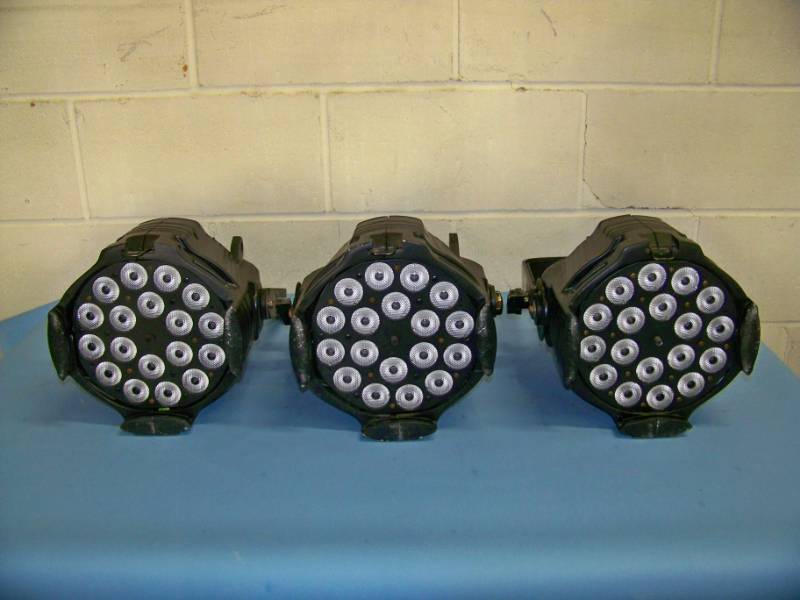 lot 24 image: (3) Elation Professional, Tri-Color LED PARs  Professional Lighting