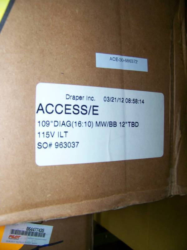 lot 65 image: Draper, ACCESSE, Powered (Electric), Projection  Movie Screen with Control - NEW in Original Box