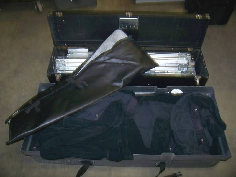 lot 169 image: 10.5 x 14, Projection Screen System including Fixed Metal Frame, Rear Projection Screen and Drape Kit in (2) Hard Sided Cases