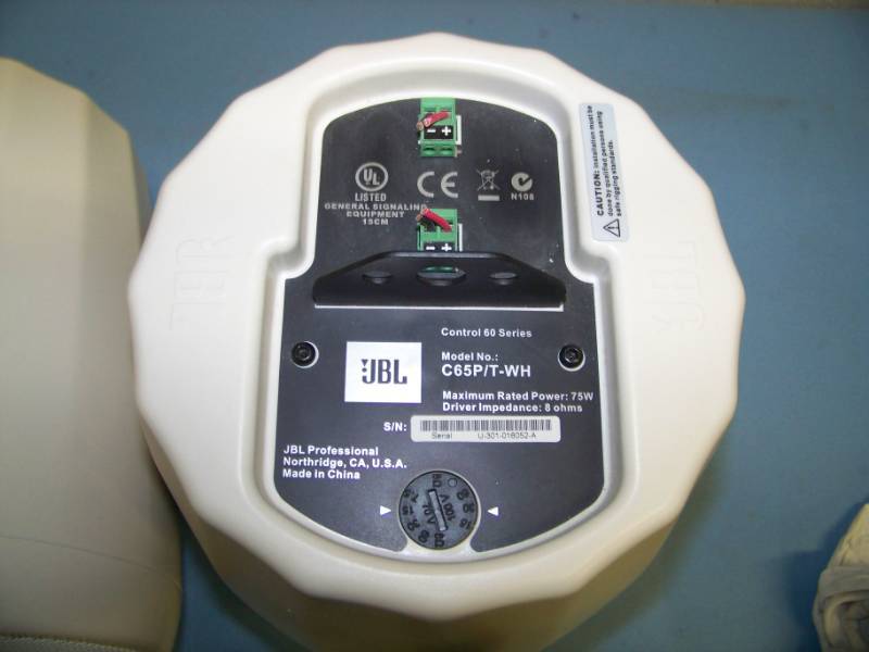 lot 117 image: (2) JBL Compact Full-Range Pro Audio Pendant Speakers, Model Control 65PT (White)