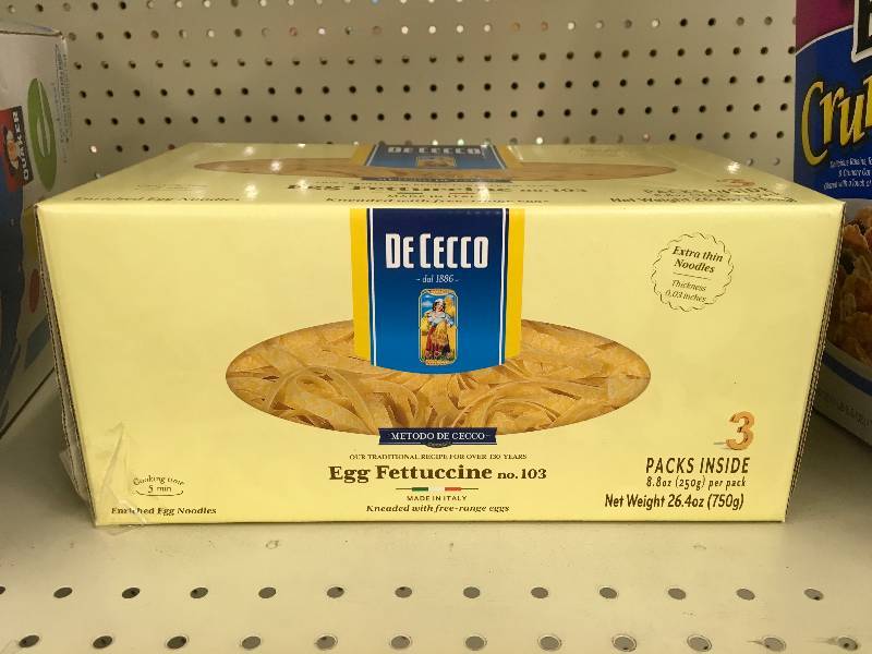 lot 78 image: De Cecco Egg Fettuccine Noodles