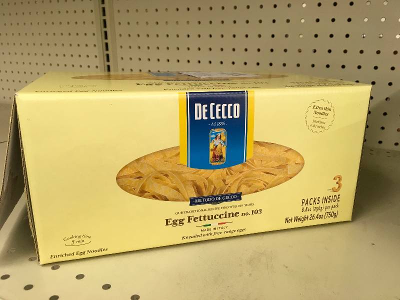 lot 85 image: De Cecco Egg Fettuccine Noodles