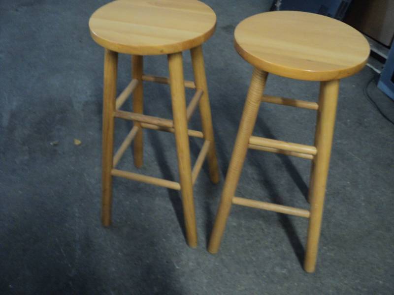 lot 12 image: 2 Wood Stools 29 high...