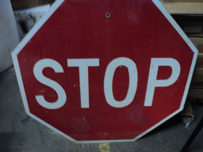 lot 23 image: Metal Stop Sign 30 x 30...