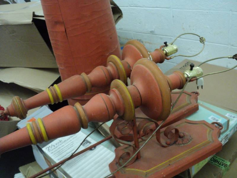 lot 117 image: Orange Retro Wall Lights with Shade...