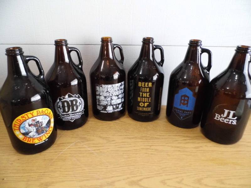 Lot of 6 Glass Growlers