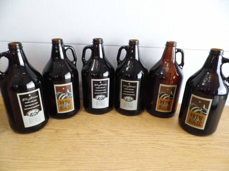 Lot of 6 Glass Growlers