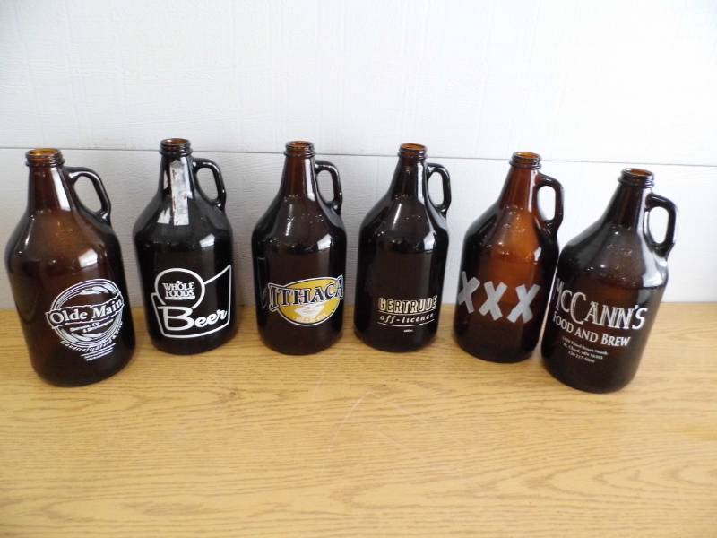 Lot of 6 Glass Growlers