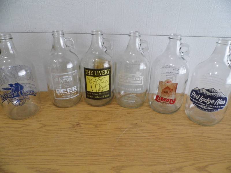 Lot of 6 Glass Growlers