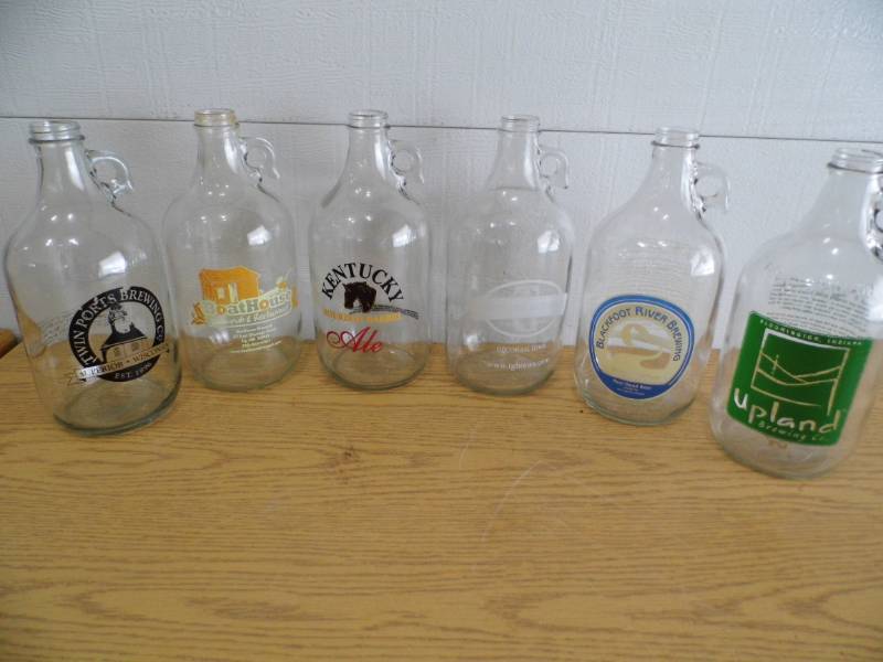 Lot of 6 Glass Growlers