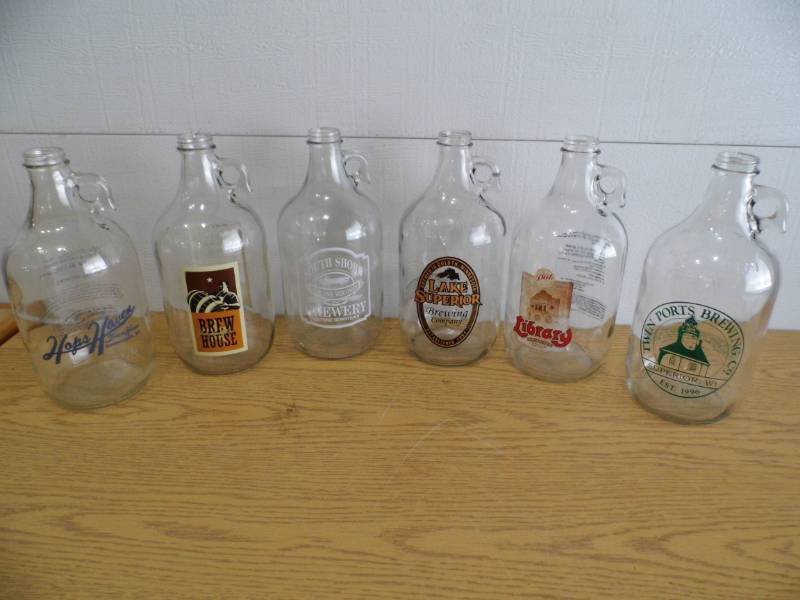 Lot of 6 Glass Growlers