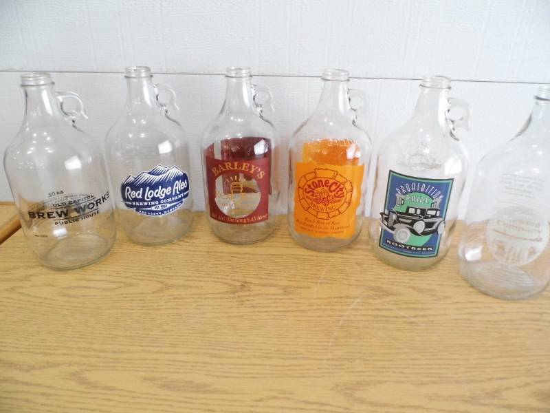 Lot of 6 Glass Growlers
