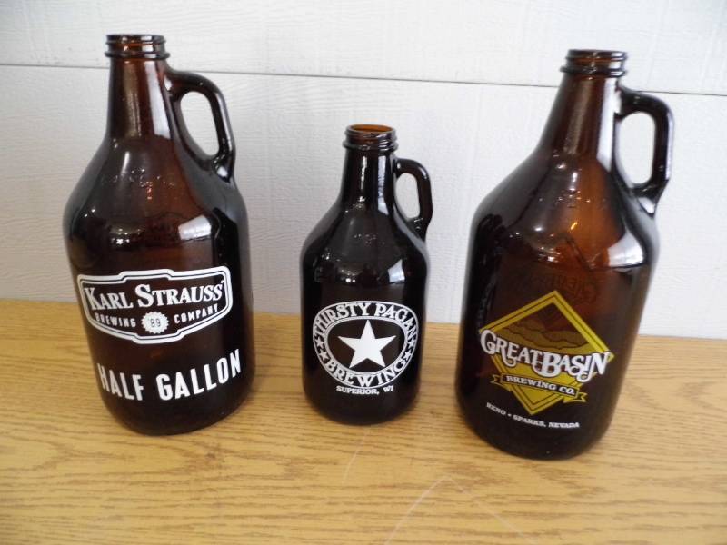 Lot of 3 Glass Growlers