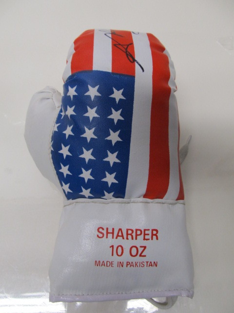 lot 32 image: Autographed American Flag Boxing Glove