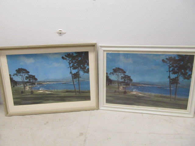 lot 48 image: 2 Original Vintage Framed UNION PACIFIC Railroad Travel Posters - Pebble Beach Golf Club