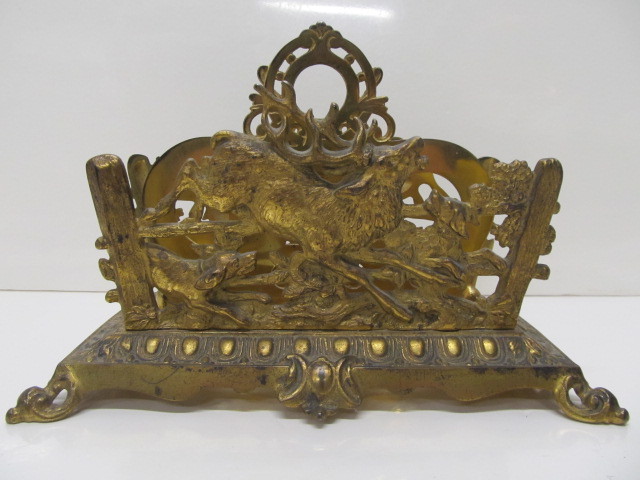 lot 119 image: Orig Antique Signed BRADLEY & HUBBARD Stag Motif Letter Holder