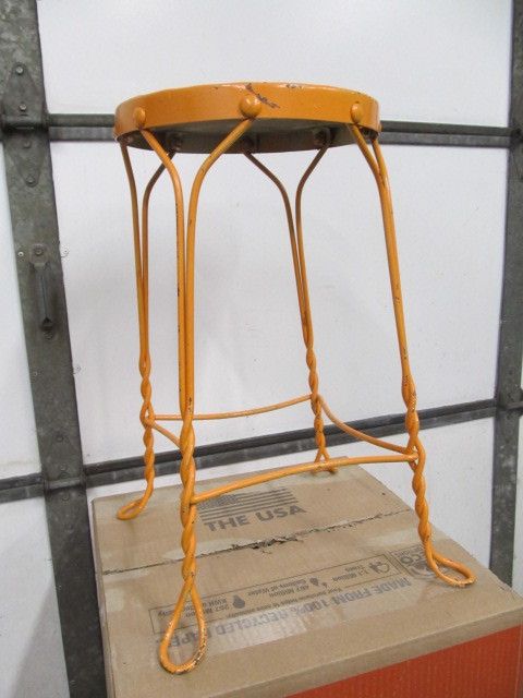 lot 133 image: Vintage Orange Painted Ice Cream Stool