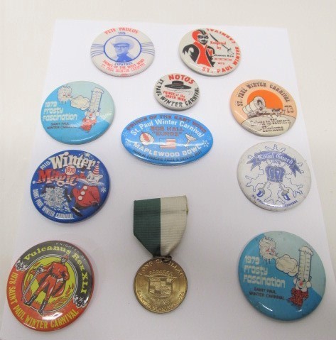 lot 137 image: Group of Vintage Winter Carnival Buttons etc