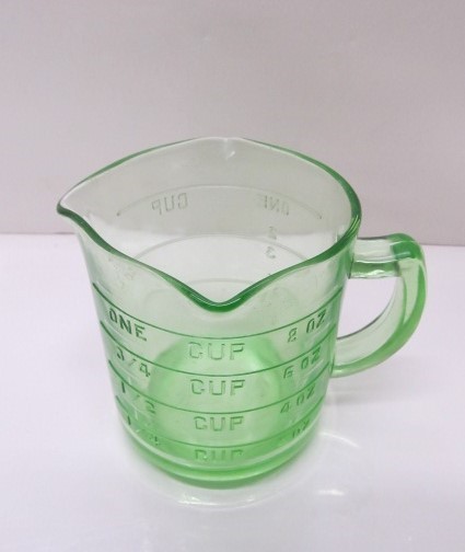 Kelloggs Green Depression Glass Measuring Cup