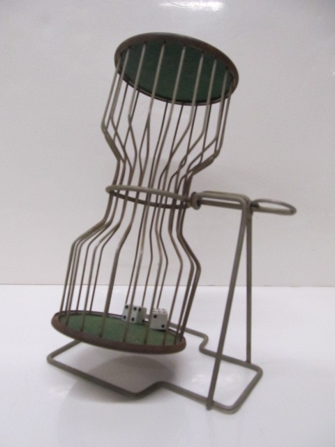 lot 156 image: Vintage Brass CHUCK-A-LUCK Dice Game Cage