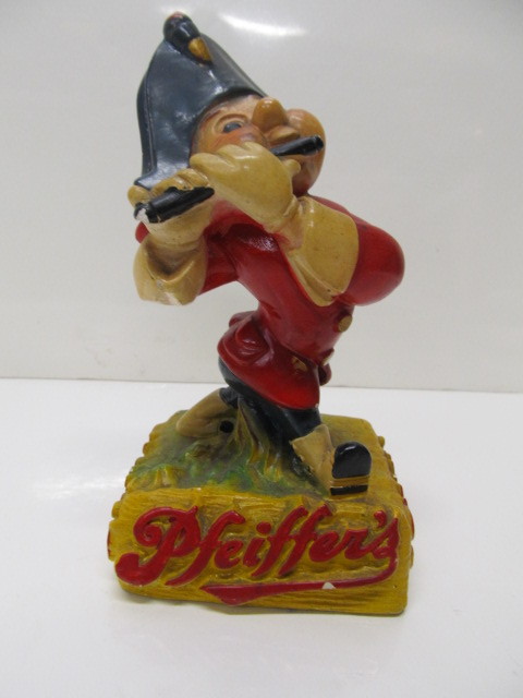 lot 185 image: Orig Vintage PFEIFFERS Beer Chalkware Advertising Display Statue