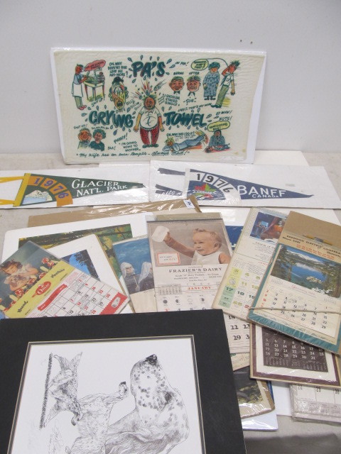 lot 194 image: Lot of Misc Items- Posters, Pennants, Pictures, Advertising Calendars etc