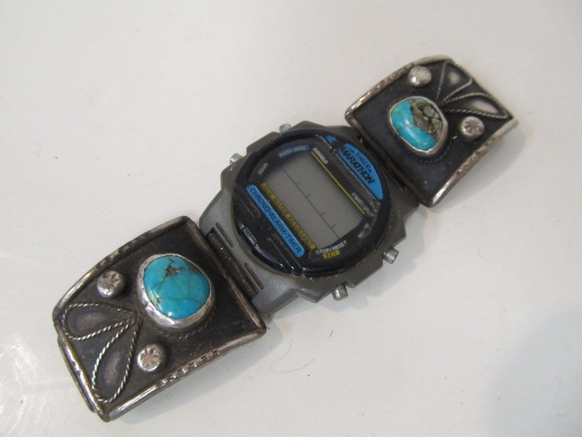 lot 85 image: Vintage Native American Sterling Silver & Turquoise Watch Bands