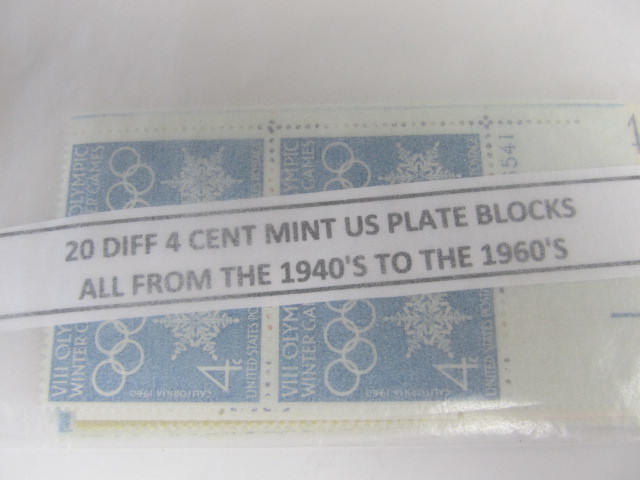 lot 217 image: 3 Packages of MINT PLATE BLOCKS 20 in a Package 1940s-1960s
