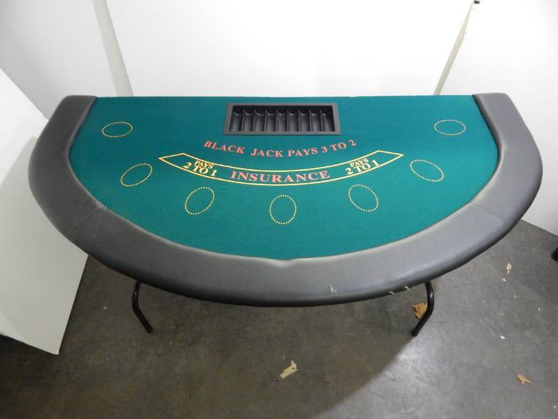 Seven Player Green Top Black Jack Table