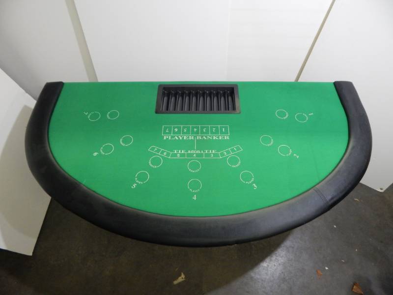 Seven Player Green Top Baccarat Table